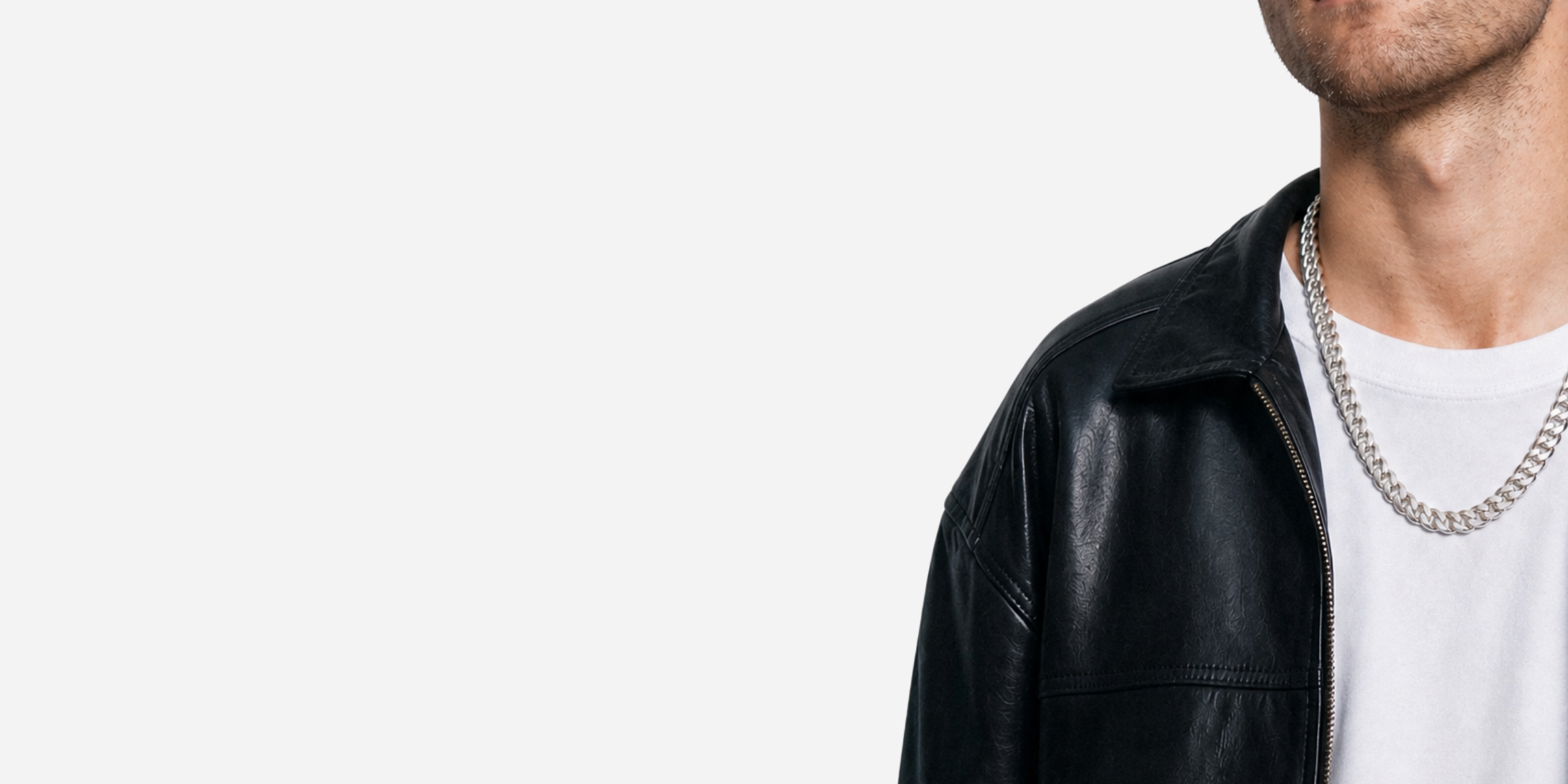 10mm cuban white background leather jacket