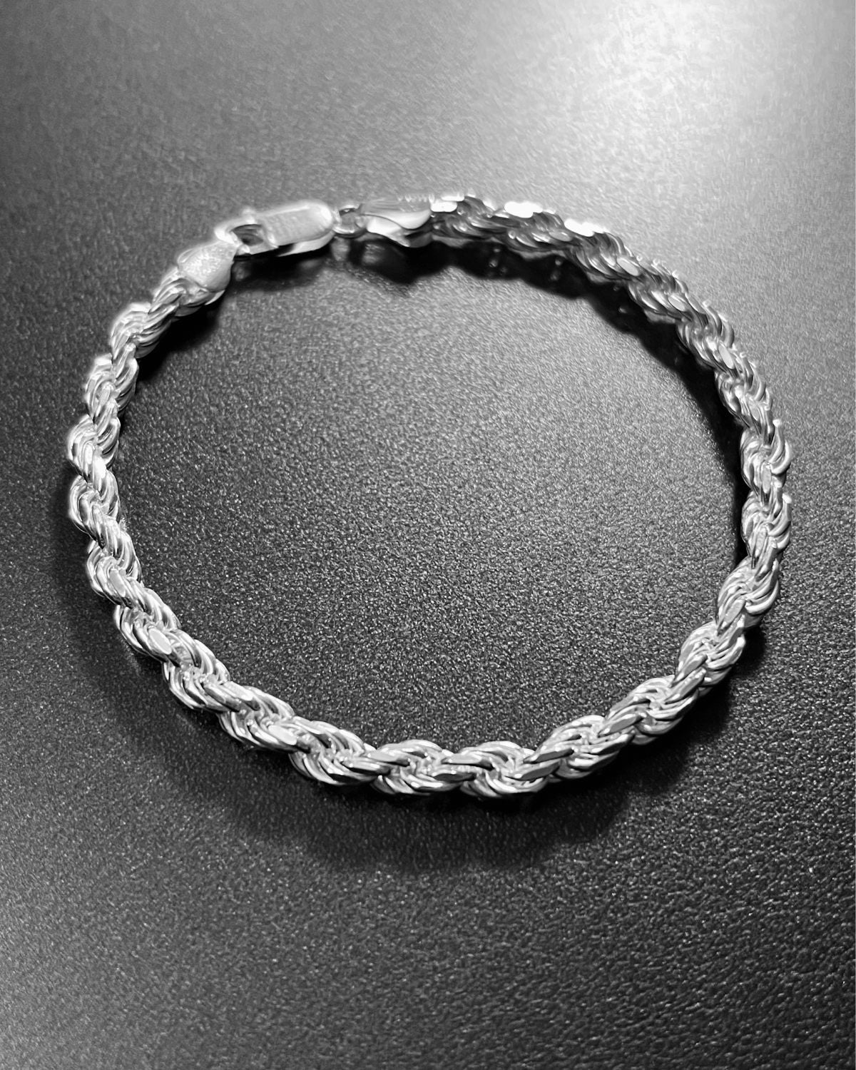 5MM Diamond-Cut Rope Bracelet - 8" Length