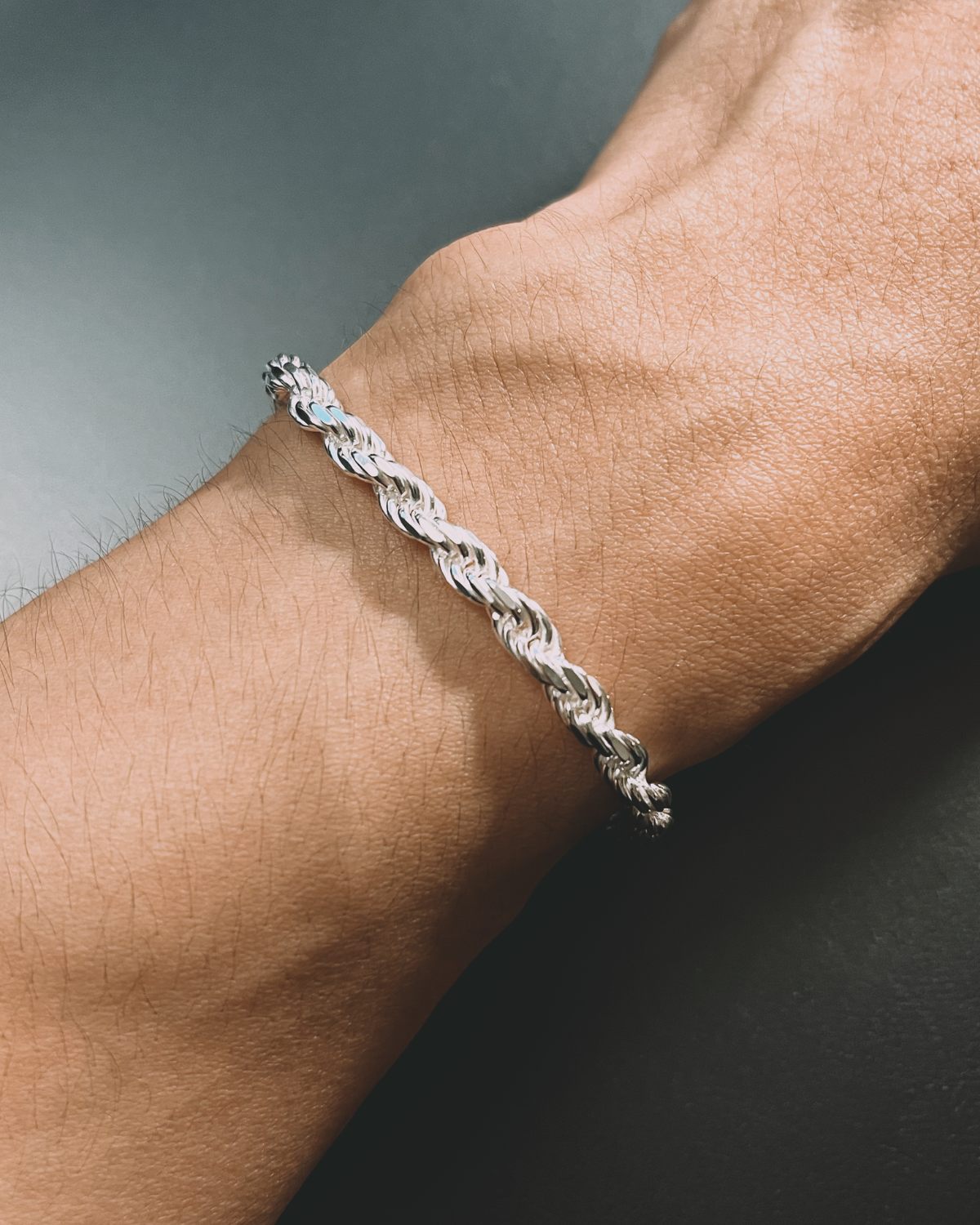 5MM Diamond-Cut Rope Bracelet - 8" Length